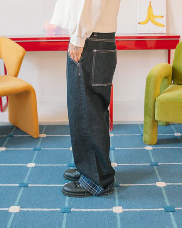 Plaid Denim Jeans