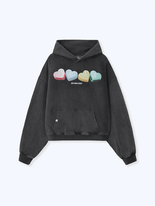 HEARTS HOODIE - VINTAGE BLACK