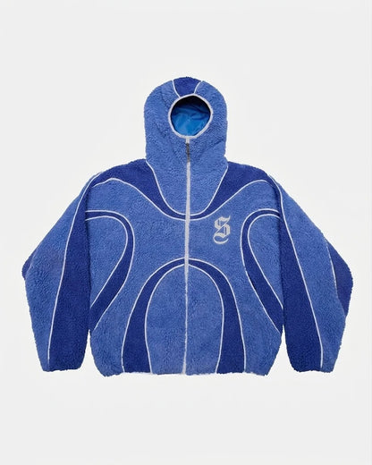 Contrast Patchwork Fleece Coat