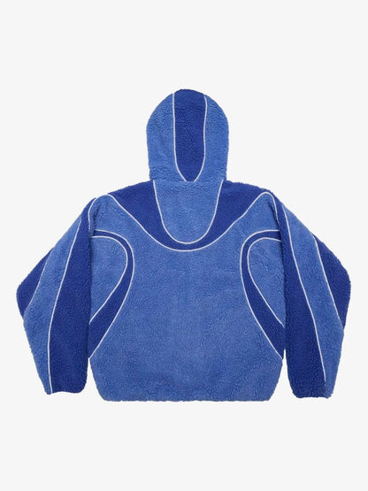 Contrast Patchwork Fleece Coat