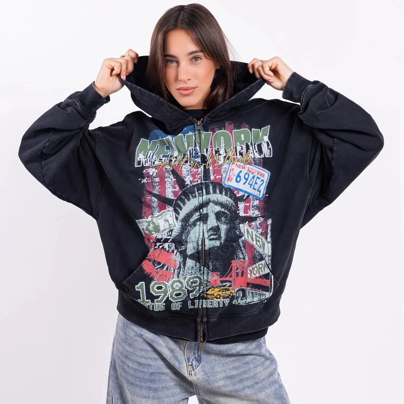 Vintage NEW YORK Zip Hoodie