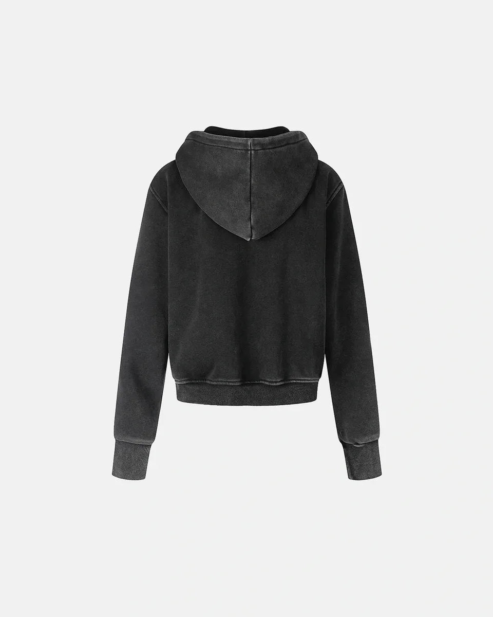 Graphic Washed Zip Up Hoodie