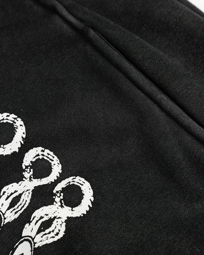 Graphic Washed Zip Up Hoodie